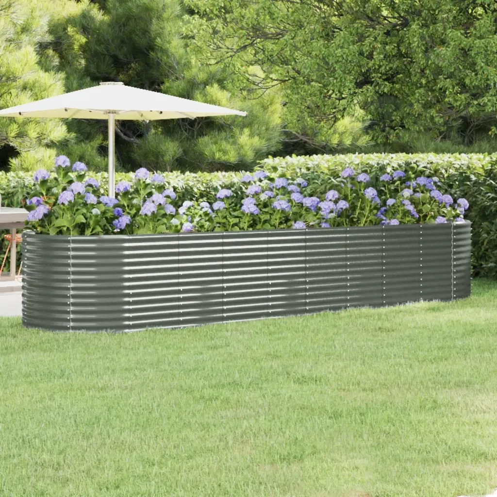 Letto Giardino Acciaio Zincato 396x100x68cm Grigio 319074