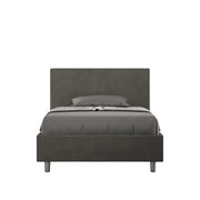Letto una piazza e mezza senza rete imbottito 120x190 microfibra grigio Adele