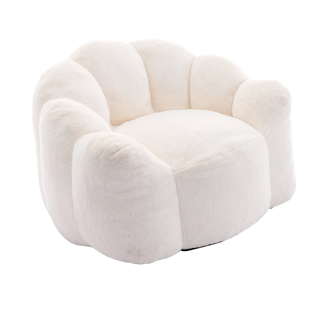 DIVANO Compatto a forma di loto in tessuto plush bianco