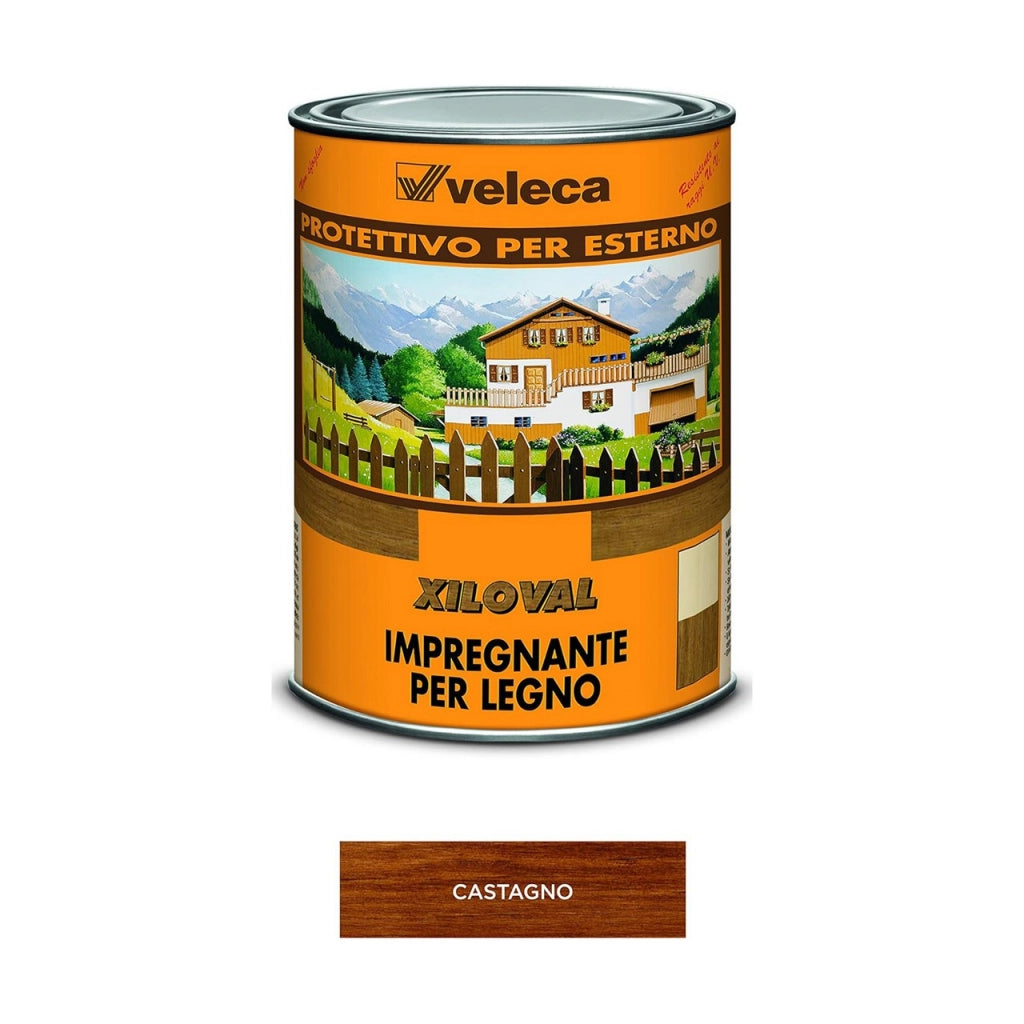 Xiloval Impregnante Protettivo per Legno 5 L Castagno – Per Interni ed Esterni