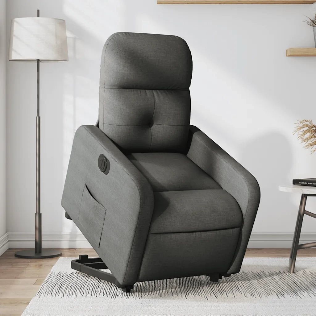 Poltrona | Sedia Relax Alzapersona Reclinabile Elettrica Grigio Scuro Tessuto