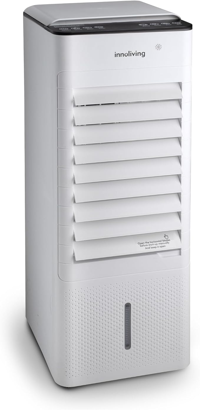 Innoliving Raffrescatore d’Aria Caldo/Freddo 7 Litri INN-508NEW, con Funzione Calore, Pannello Touch, Display Digitale, Telecomando, 3 Velocità, Oscillazione 140°, Serbatoio Removibile