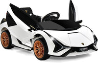 Macchina Elettrica Lamborghini per Bambini da 12V, Veicolo Elettrico con Luci LED MP3 Telecomando, Fino a 5km/h, +3 Anni (Bianco)