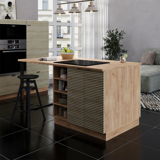 Isola cucina Fame-Line, Pannello in quercia, 90 cm senza piano di lavoro