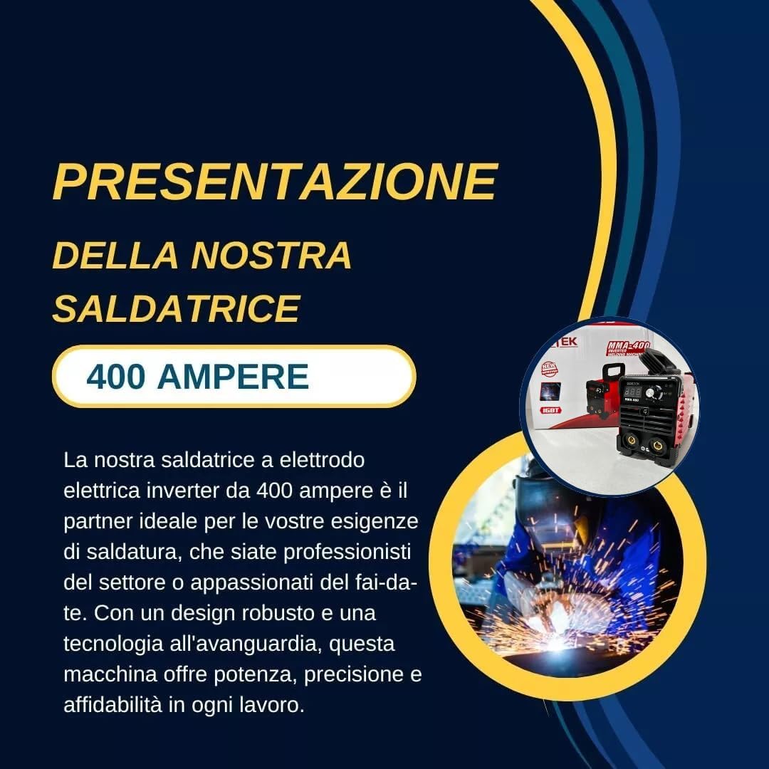 Mini Saldatrice Inverter MMA 400A Ultra Compatta | IGBT DC, VRD, Display LED