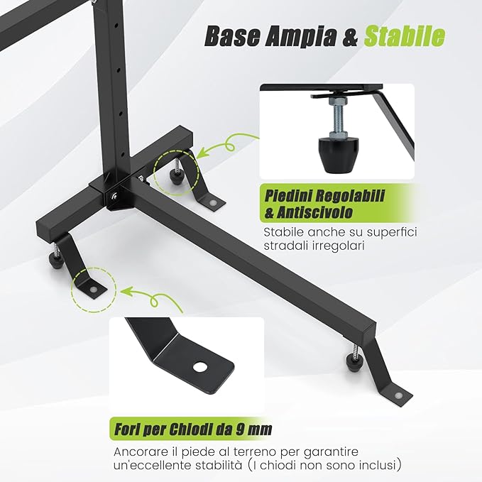 Porta-Kayak Autoportante, Rastrelliera per Kayak con Base Larga, Piedi Regolabili e Coperture Imbottite, Scaffale autoportante per Canoa per SUP e Canoe, Portata 80 kg