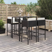 Set Bar da Giardino 5 pz con Cuscini in Polyrattan Nero 3200657