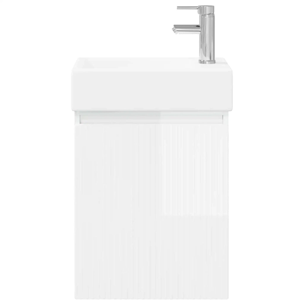 Mobile bagno con rubinetto Bianco Lucido 45,5 x 22,5 x 84 cm 889455