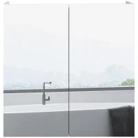 kleankin Armadio da Muro per Bagno con Specchio, Armadietto Portaoggetti, 2 Porte, 3 Livelli, Ripiano Regolabile, 60 x 15 x 60 cm, Bianco