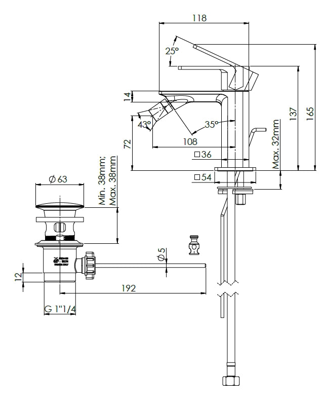 MISCELATORE BIDET LINEA ICON- Nero Opaco- MARIA- pezzi 1