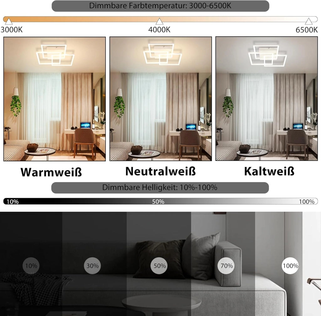 ZMH Lampada da soffitto plafoniera LED moderna nera 3000-6500K per soggiorno cucina ufficio