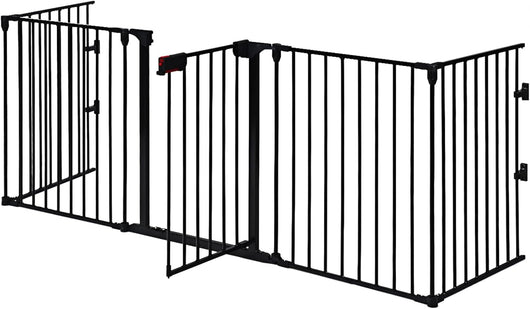 Cancello di Sicurezza per Bambini, Cancelletto di Metallo per Animali Domestici, Cancello Regolabile con Porta Apribile, Barriera per Bambini (Nero)