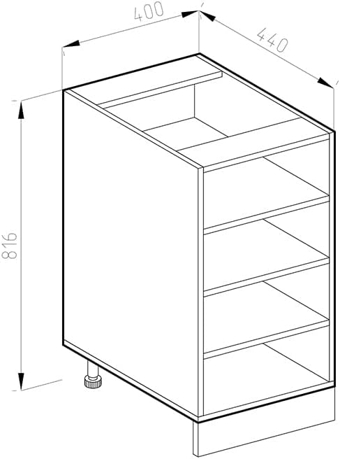 Scaffale da cucina R-Line, Bianco, 40 cm, PL Marmo, per la libera combinazione all'interno di sistemi cucina modulari