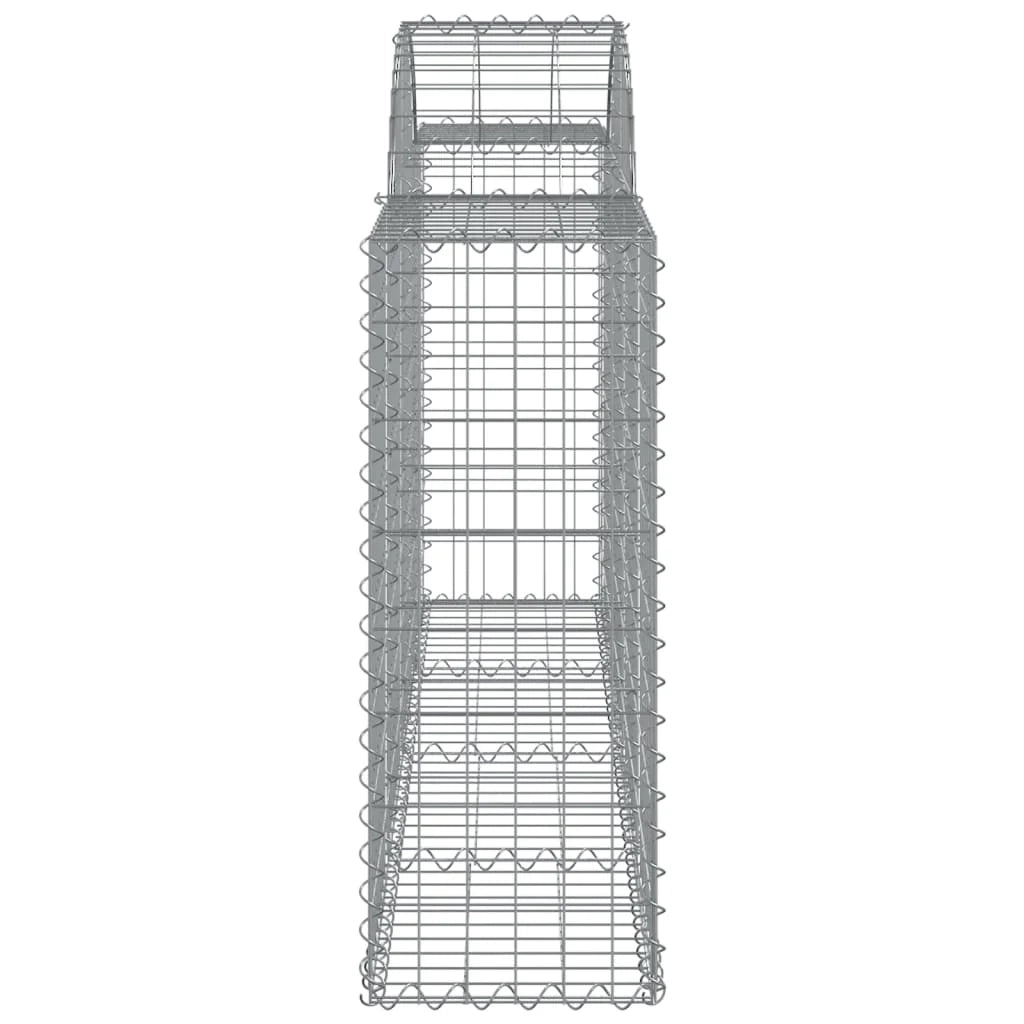 Cestini gabbioni recinzione a gabbia muro di contenimento ad arco 18 pezzi 200 x 30 x 80/100 cm ferro zincato argento 02_0040494
