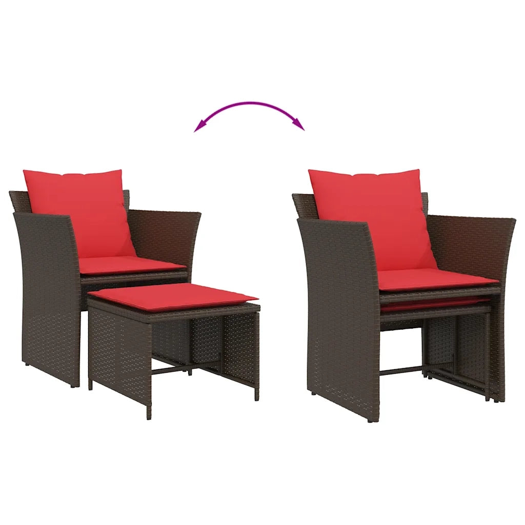vidaXL Sedia da Giardino con Poggiapiedi in Polyrattan Marrone