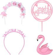 Decorazioni per torta di compleanno set di Flamingo - Contenuto HTML - Decorazione per torta arcobaleno.