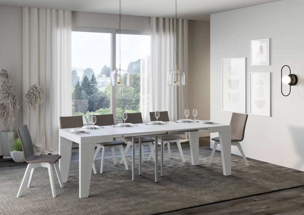 Tavolo allungabile 90x90/246 cm Naxor Bianco Frassino