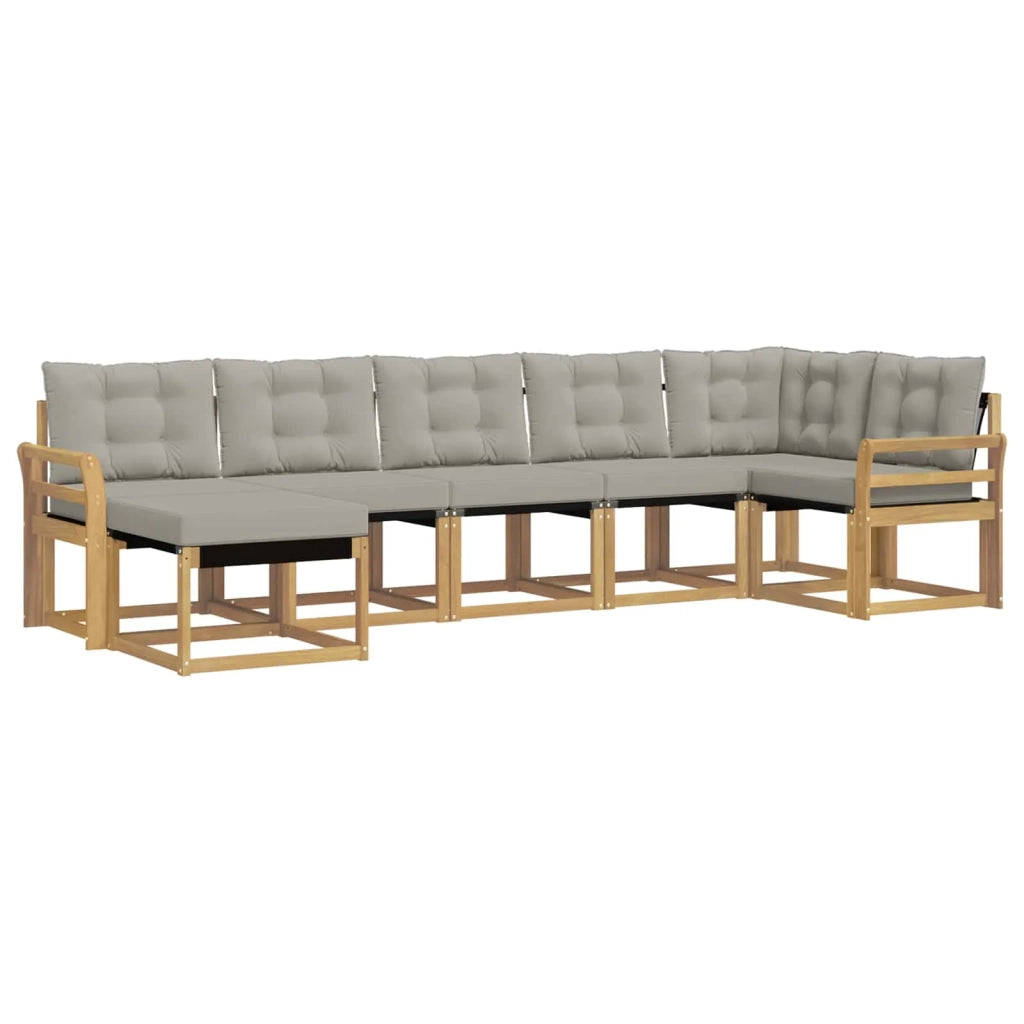 Set di divani da esterno 7 pcs Bianco e Grigio Chiaro