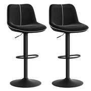 Set di 2 sgabelli da bar girevoli regolabili in altezza con schienale ergonomico in velluto e moderna base in metallo per isola cucina o bar nero 12_0006263