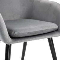 Set di 2 Sedie per Sala da Pranzo con Braccioli Imbottite e in Velluto, 54x56x74cm, Grigio