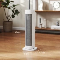 Termoventilatore Ceramico 2000W con 3 Temperature Regolabili, Timer 15H, Telecomando, Bianco