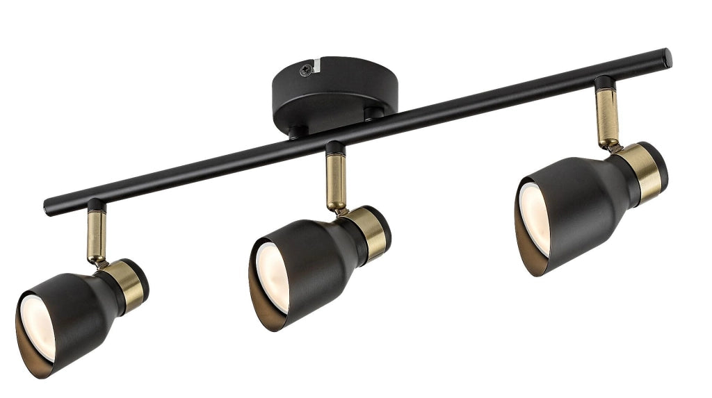 Plafoniera nero oro 3 spot orientabili GU10 Rabalux