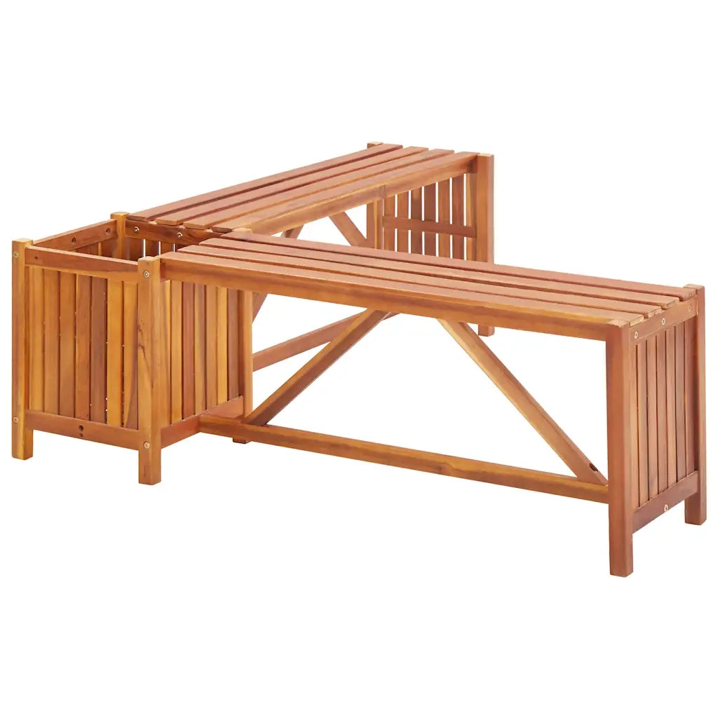 Panca Giardino Angolare e Fioriera 117x117x40cm Massello Acacia 46345