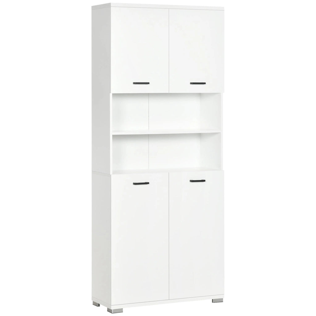 Mobile Bagno 4 ante 2 Ripiani 80x33,5x190 cm in Truciolato Bianco