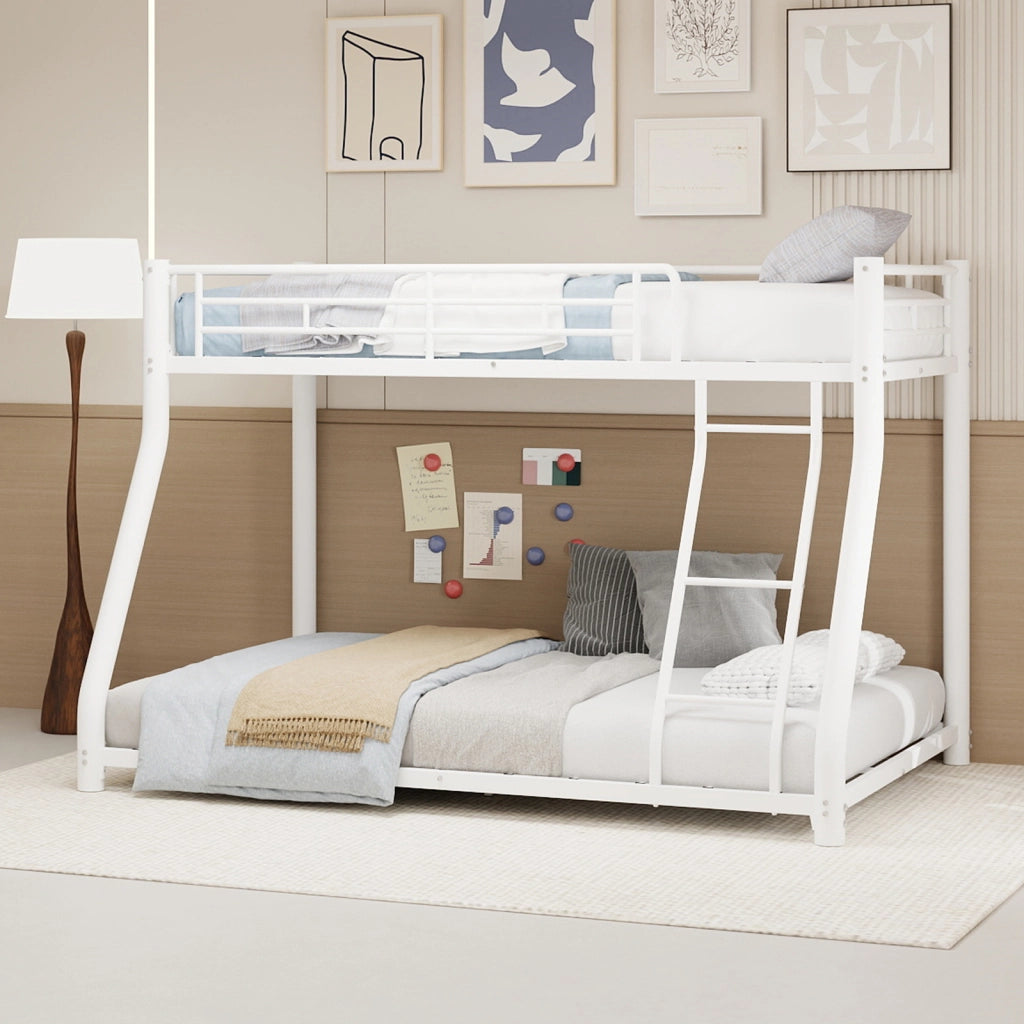 Letto a castello twin over full in ferro bianco 105x200 cm