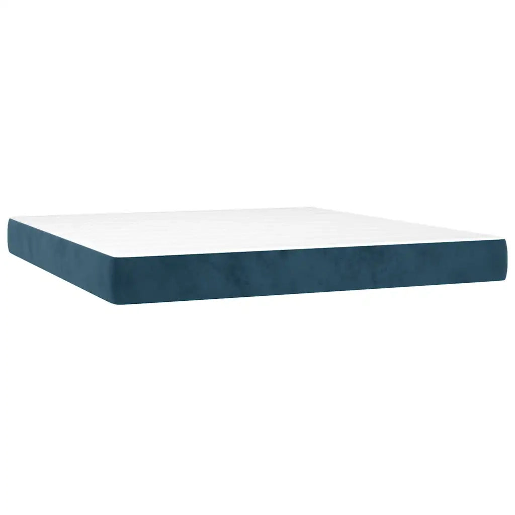 Giroletto a Molle con Materasso Blu Scuro 160x200 cm in Velluto