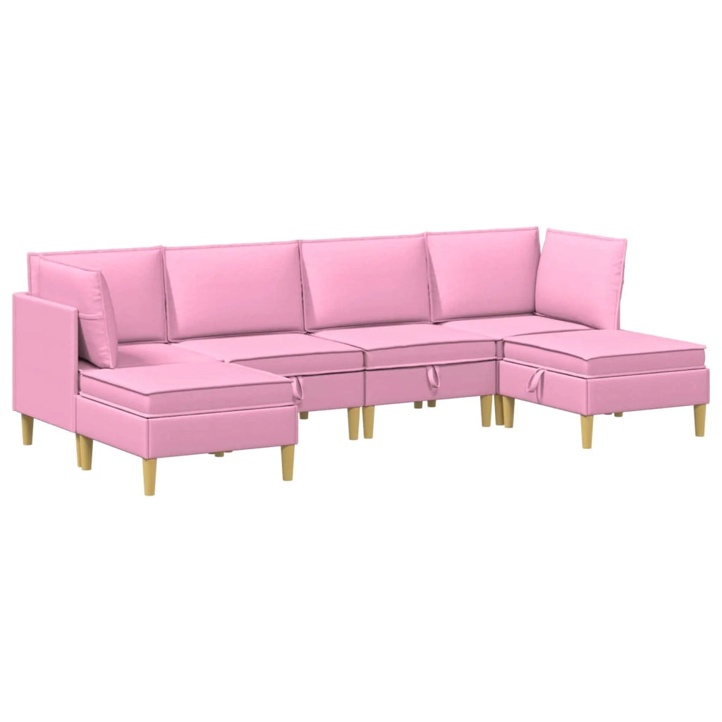 Set di mobili per il soggiorno con cuscino 6 pcs Rosa Tessuto 3413727