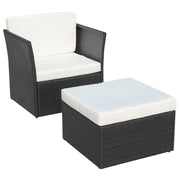 Sedia da Giardino | Sedie da Esterno con Poggiapiedi in Polyrattan Nero