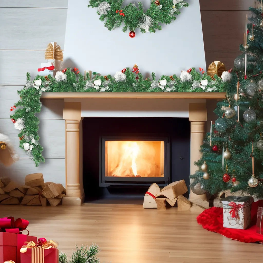 Ghirlanda Natalizia con Luci a LED 2,7 m in PVC Verde
