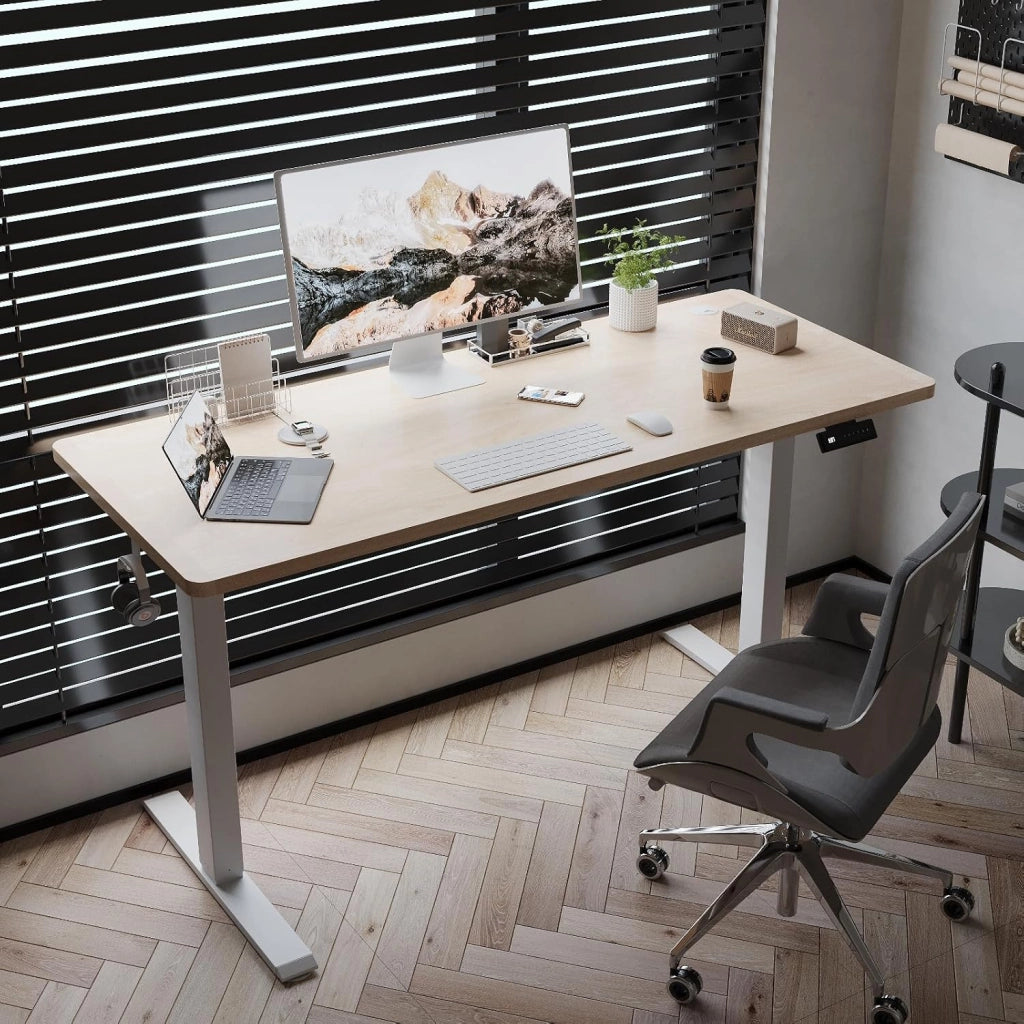 160x70cm Scrivania Regolabile In Altezza,Scrivania Elettrica con desktop completo,Altezza Regolabile 72-116 cm,4 Altezze Di Memoria,Scrivania Per Ufficio,Anti-collisione(Beige)