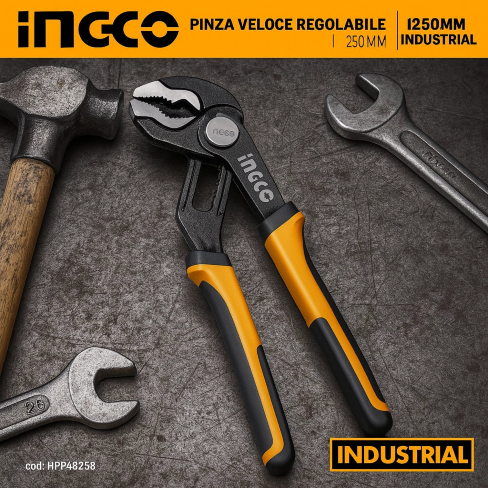 Pinza regolabile veloce acciaio inox 250mm apertura rapida impugnatura ergonomica