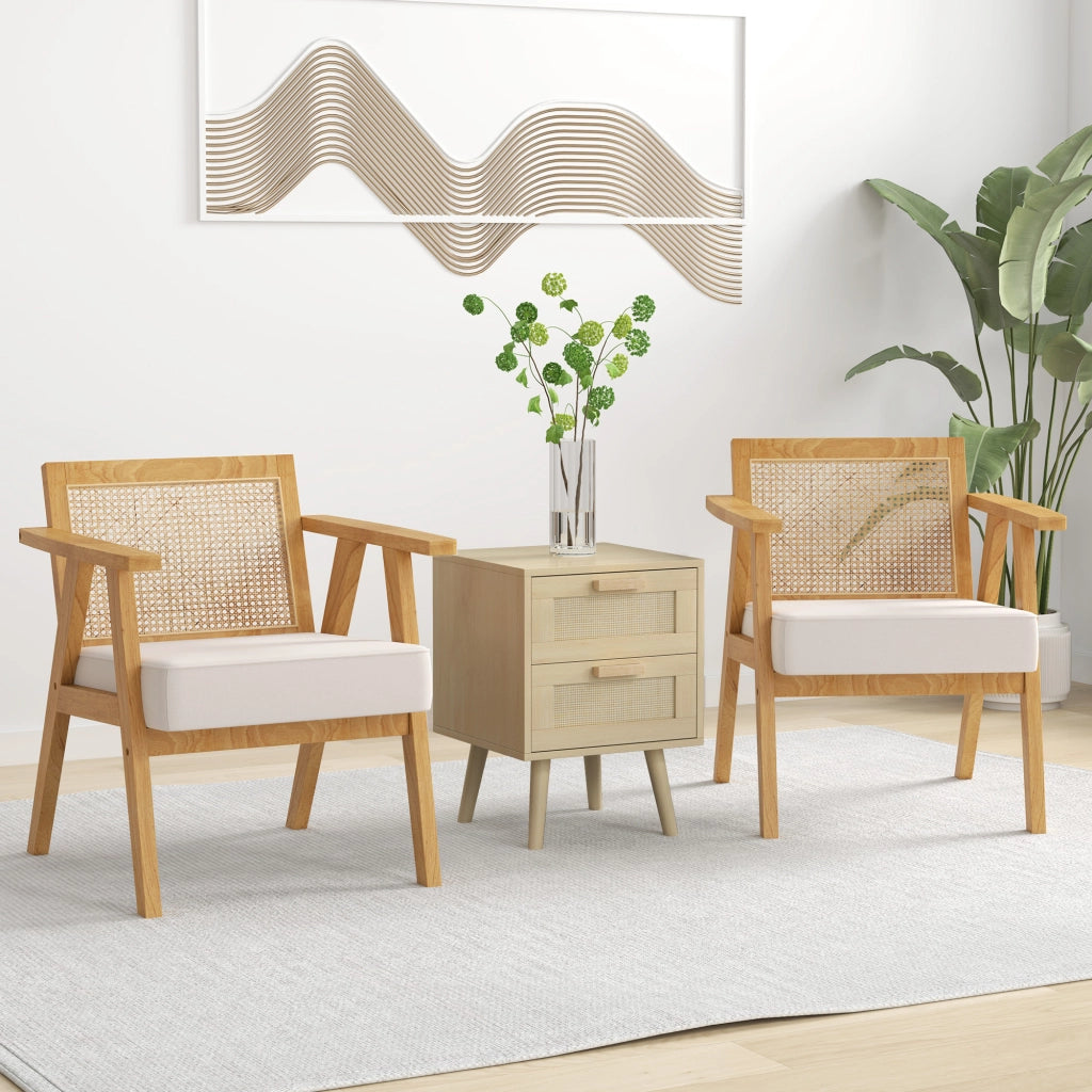 Poltrona relax in rattan con braccioli ¨C zephmum ¨C Naturale e Beige 120 kg