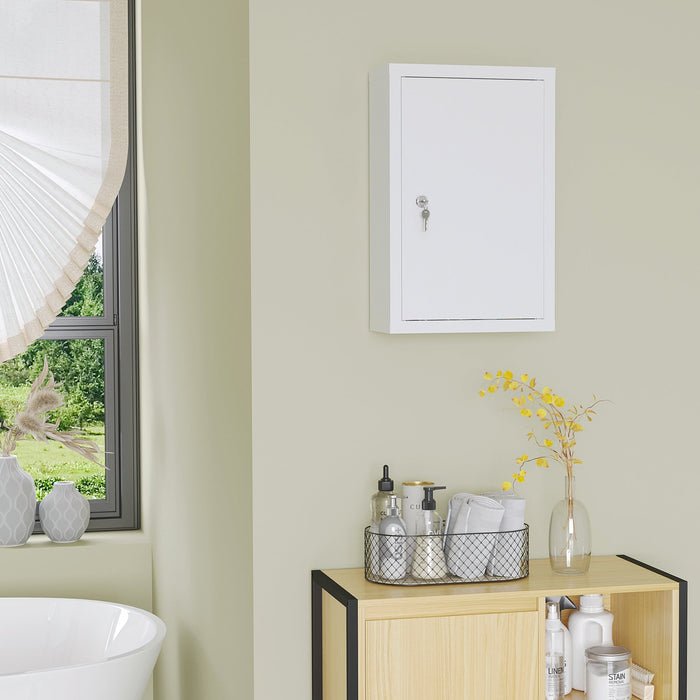 Armadietto Medicinali da Parete 30x14x46 cm 2 Chiavi in Acciaio Bianco