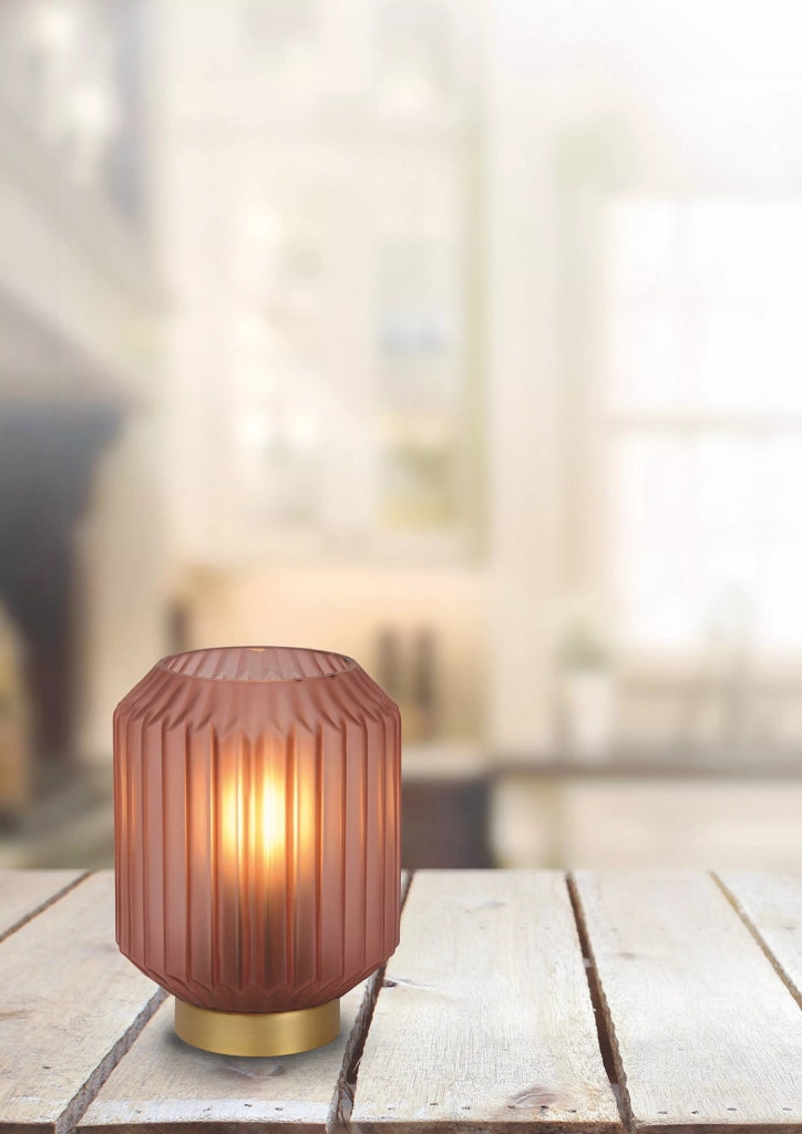 Lampada da tavolo in vetro rosa oro E14 Sueno Lucide