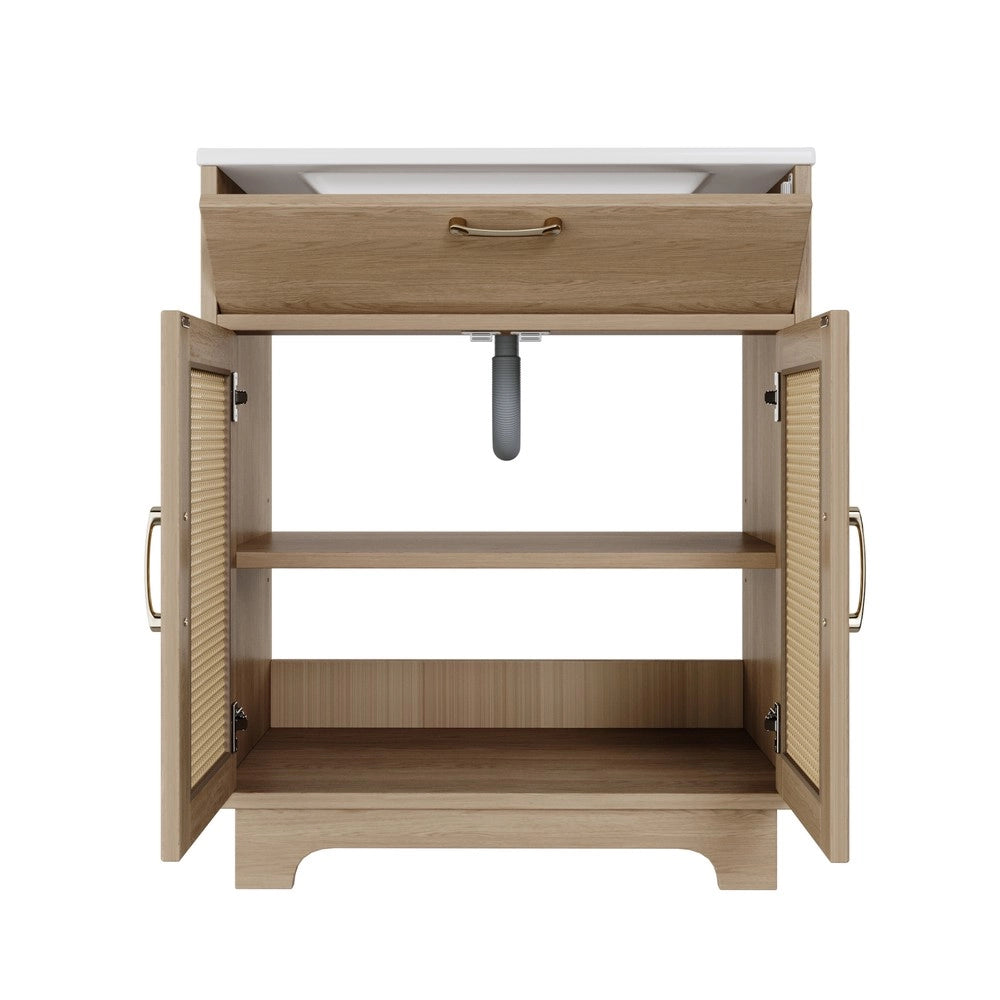 Mobile Sottolavabo da Bagno con Lavabo in Ceramica ¨C Xylo ¨C Bianco, 76x46x88 cm