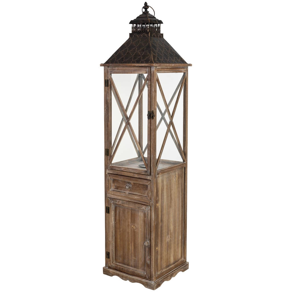 Lanterna in legno marrone 32x32x133h cm