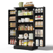Mobile contenitore con 2 ante e ripiano regolabile; luce LED - per cucina - in MDF - 120x60x40 cm - nero