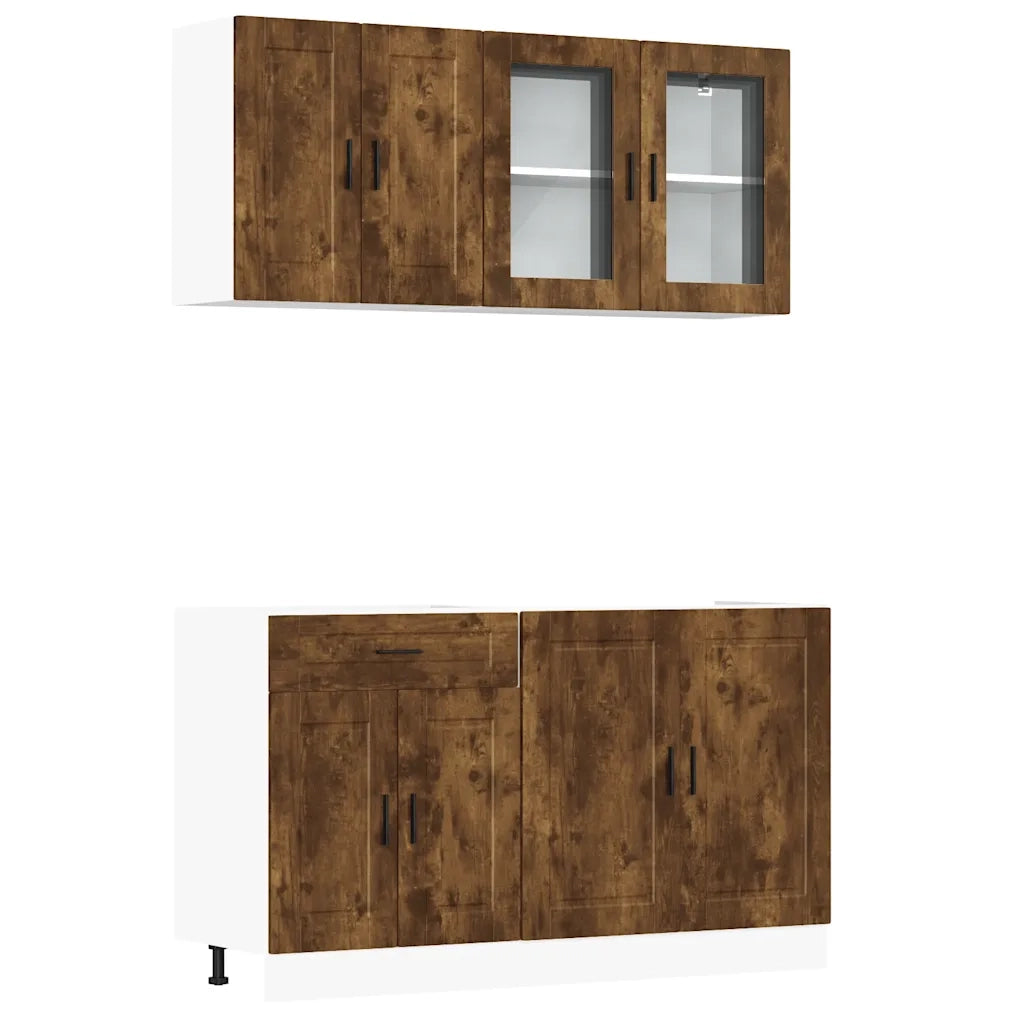 vidaXL Set Mobili da Cucina 4 pz Porto Rovere Fumo Legno Multistrato