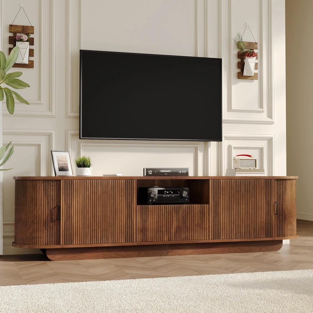 Mobile TV con 2 ante; cassetto e vano aperto - per soggiorno - 180×40×50 cm - noce