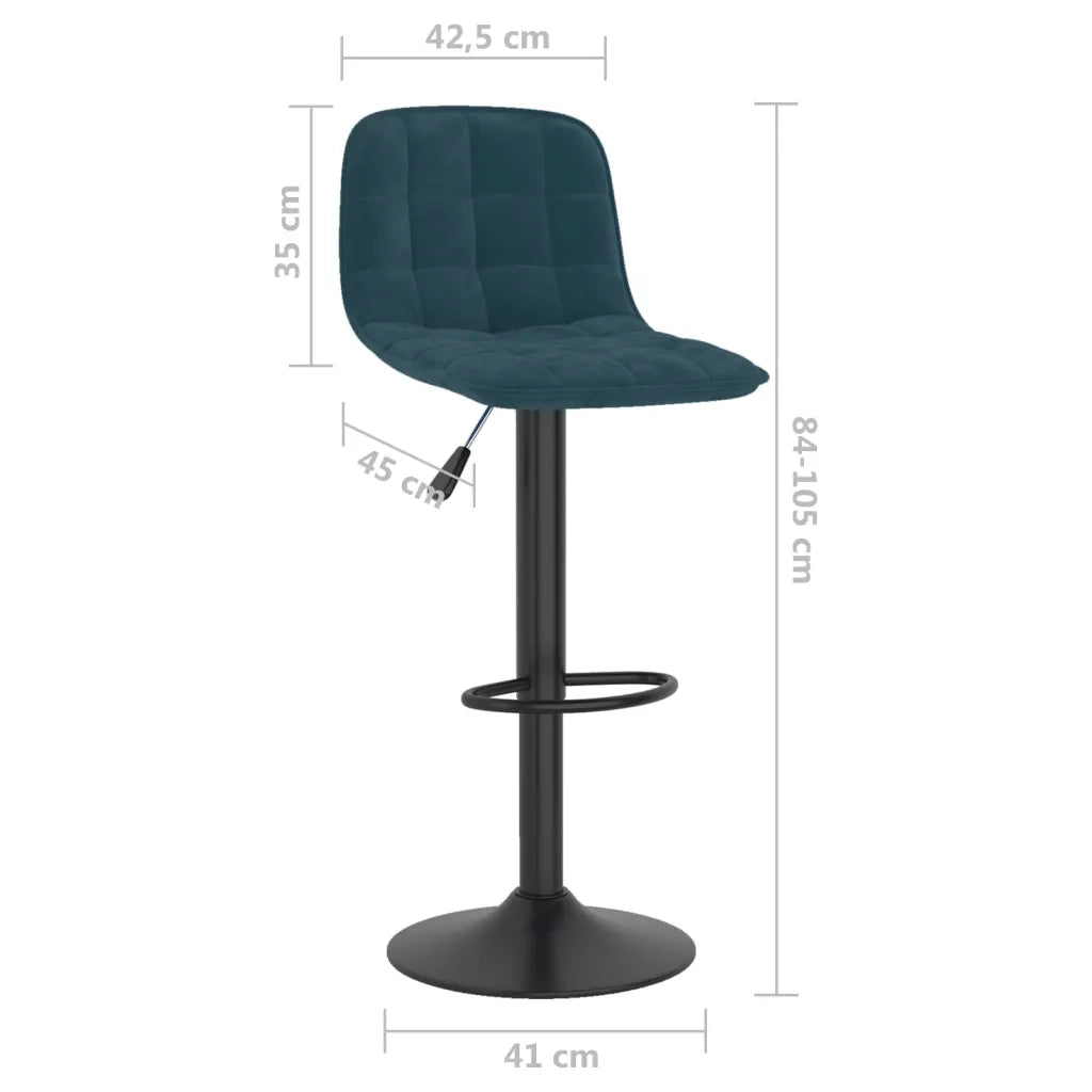 Sgabelli da Bar 2 pz Blu in Velluto