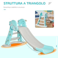 Scivolo per Bambini Pieghevole con Canestro Basket 140x87x75 cm Blu e Grigio