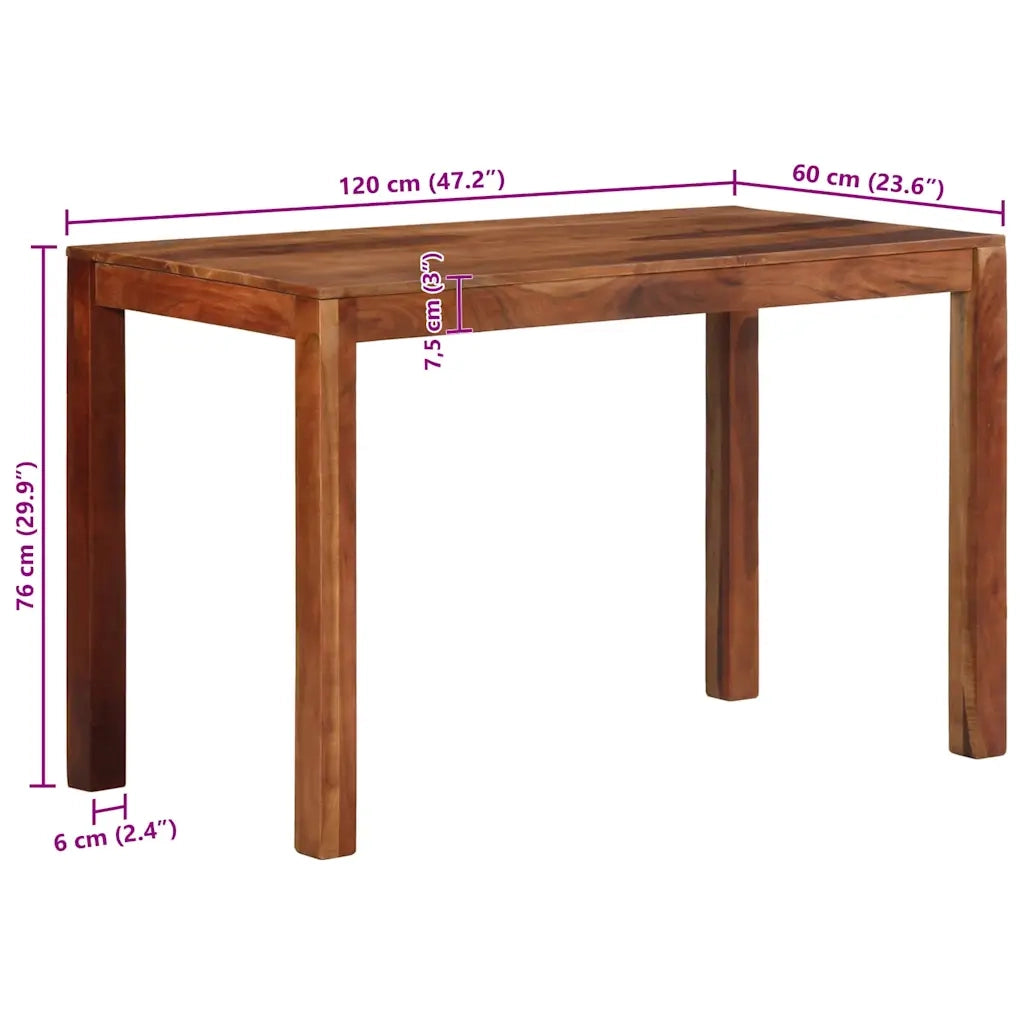 Tavolo da Pranzo 120x60x76 cm in Legno Massello di Acacia