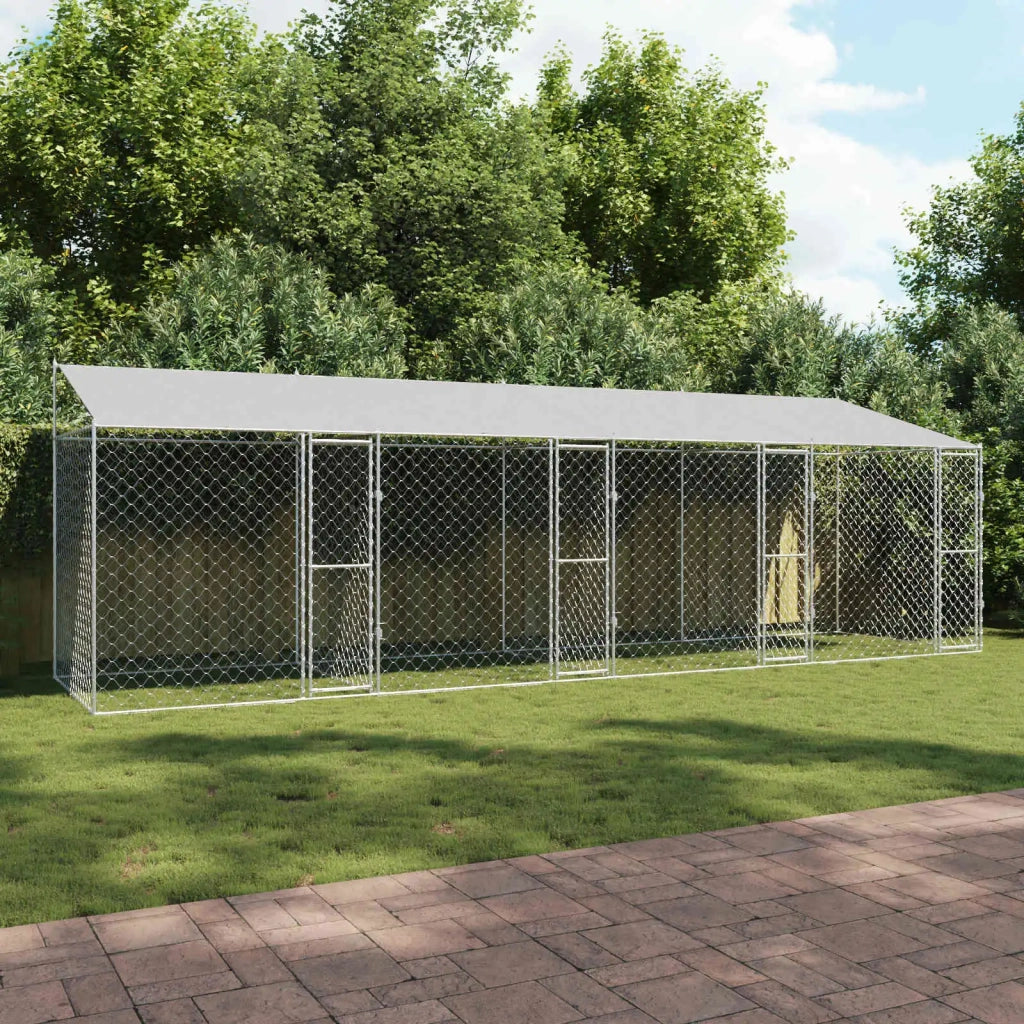 Gabbia per Cani con Tetto Argento 800 x 200 x 256 cm 3368300
