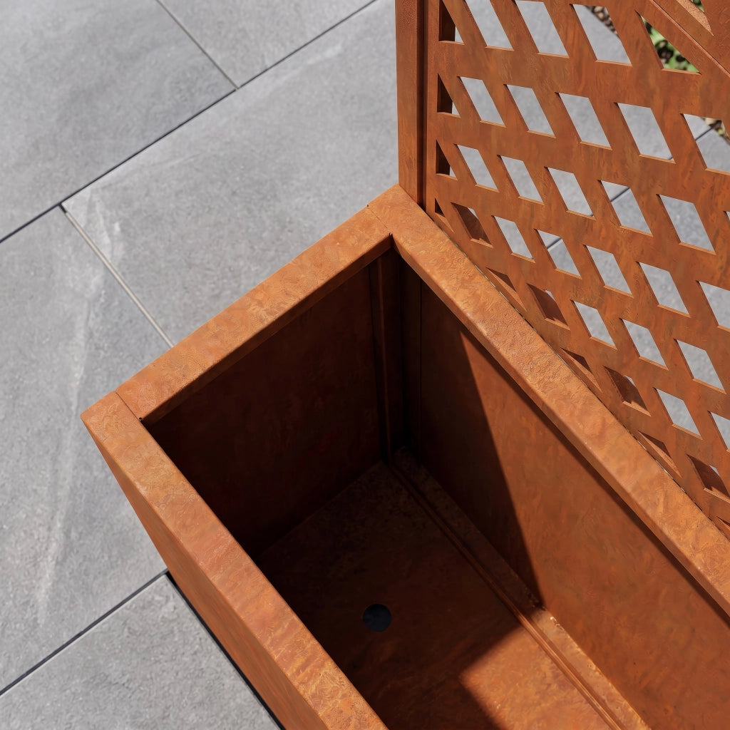 Fioriera Alta con Spalliera Malja in Acciaio Corten 146 x 83 x 31 cm - Marrone Ossidato casa.pro