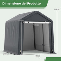 Tenda Garage per Moto e Bicicletta Impermeabile, Cappanone da Esterno con Porta a Cerniera Arrotolabile, Tendone Deposito da Giardino Multiuso per Attrezzi, 240 x 195 x 214 cm