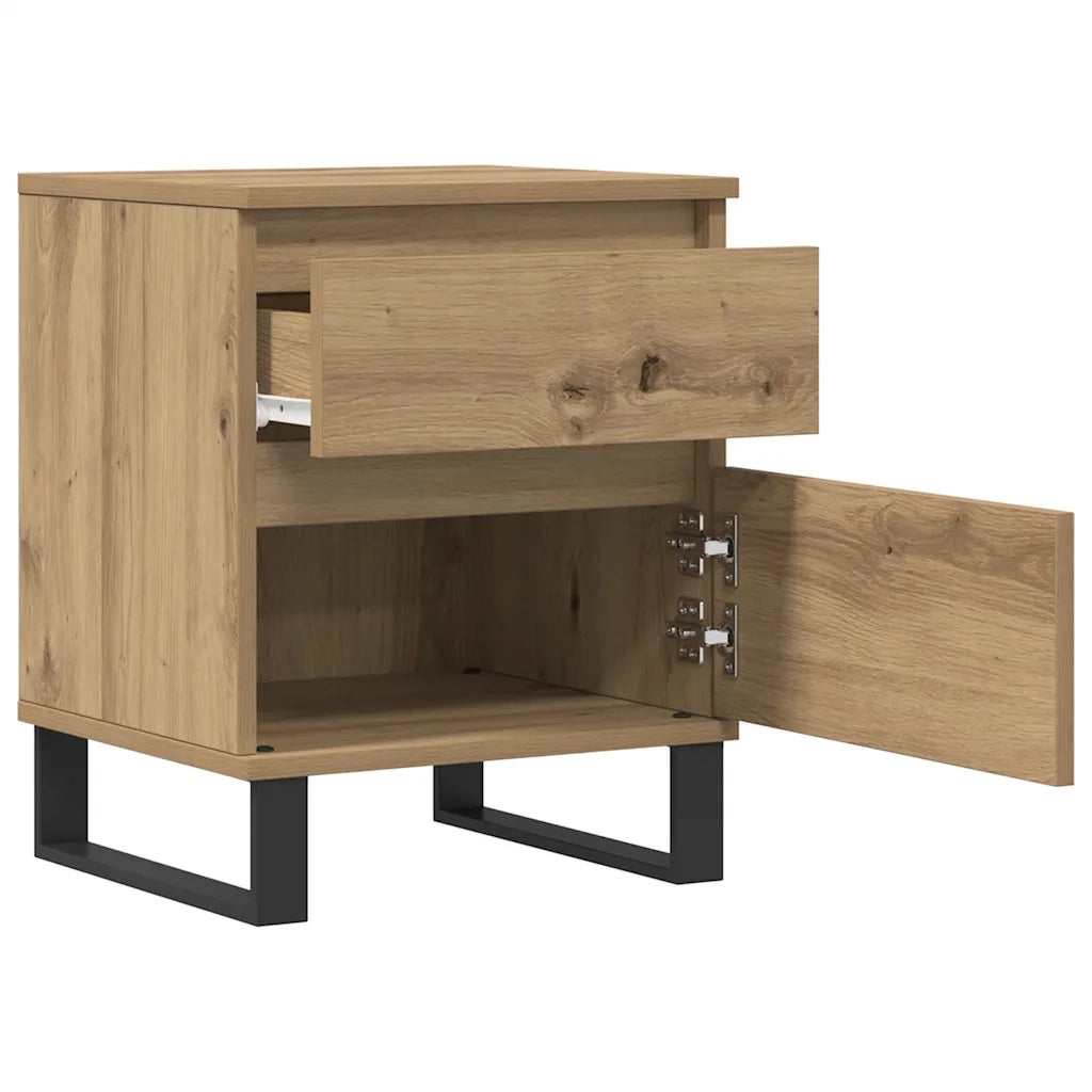 Comodini 2pz Rovere Artigianale 40x35x50 cm Legno Multistrato 857439